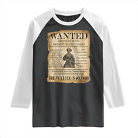 Vintage Harriet Tubman Poster Raglan Shirt Wanted For Helping Slaves Escape - Wonder Print Shop