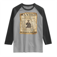 Vintage Harriet Tubman Poster Raglan Shirt Wanted For Helping Slaves Escape - Wonder Print Shop