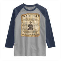 Vintage Harriet Tubman Poster Raglan Shirt Wanted For Helping Slaves Escape - Wonder Print Shop