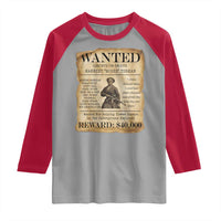 Vintage Harriet Tubman Poster Raglan Shirt Wanted For Helping Slaves Escape - Wonder Print Shop