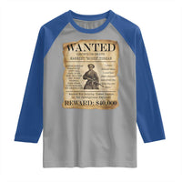 Vintage Harriet Tubman Poster Raglan Shirt Wanted For Helping Slaves Escape - Wonder Print Shop
