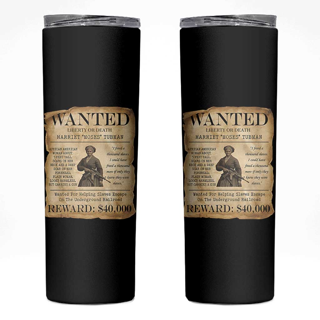 Vintage Harriet Tubman Poster Skinny Tumbler Wanted For Helping Slaves Escape - Wonder Print Shop