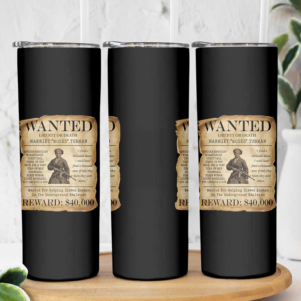 Vintage Harriet Tubman Poster Skinny Tumbler Wanted For Helping Slaves Escape - Wonder Print Shop
