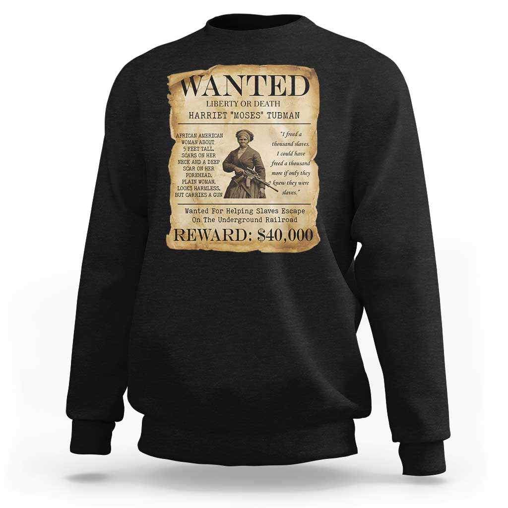 Vintage Harriet Tubman Poster Sweatshirt Wanted For Helping Slaves Escape - Wonder Print Shop