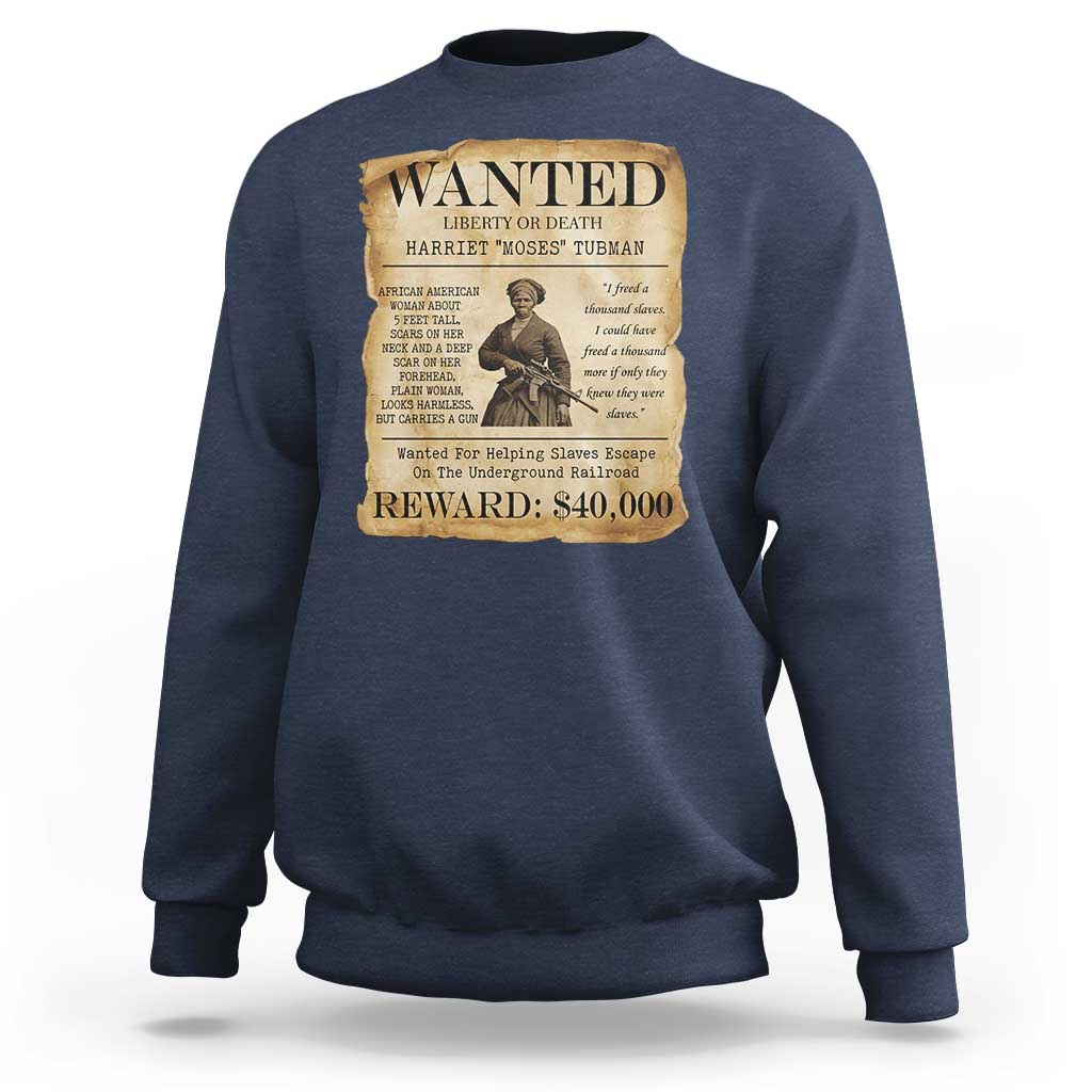 Vintage Harriet Tubman Poster Sweatshirt Wanted For Helping Slaves Escape - Wonder Print Shop