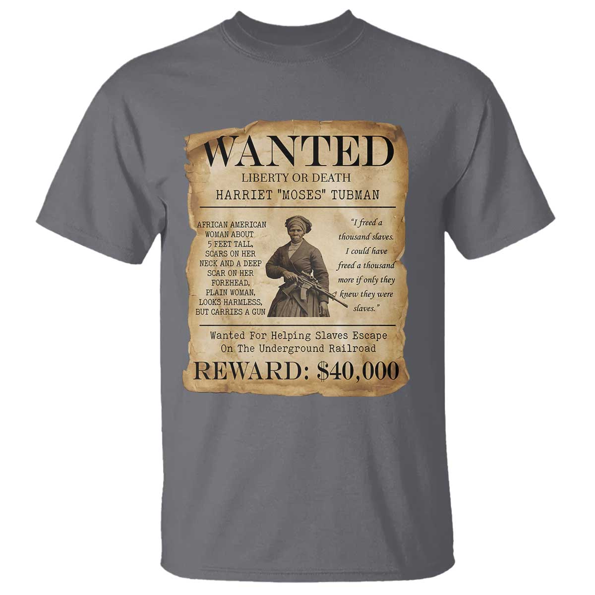 Vintage Harriet Tubman Poster T Shirt Wanted For Helping Slaves Escape - Wonder Print Shop