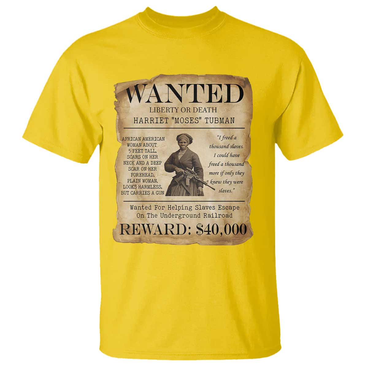 Vintage Harriet Tubman Poster T Shirt Wanted For Helping Slaves Escape - Wonder Print Shop