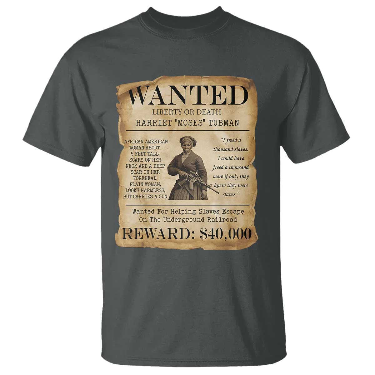 Vintage Harriet Tubman Poster T Shirt Wanted For Helping Slaves Escape - Wonder Print Shop