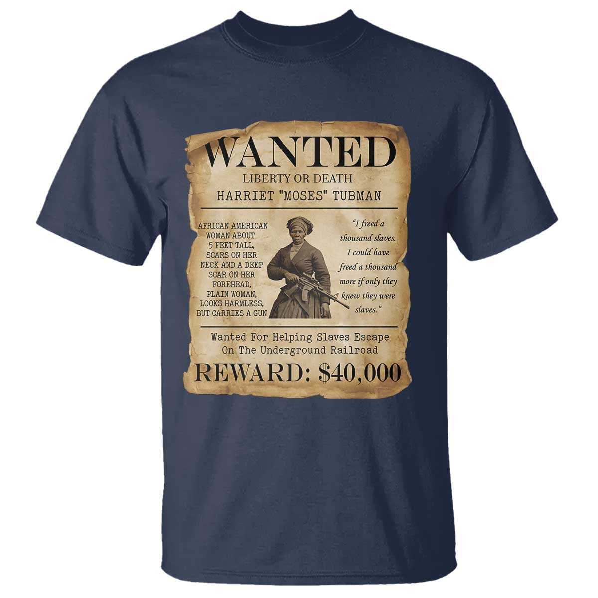 Vintage Harriet Tubman Poster T Shirt Wanted For Helping Slaves Escape - Wonder Print Shop