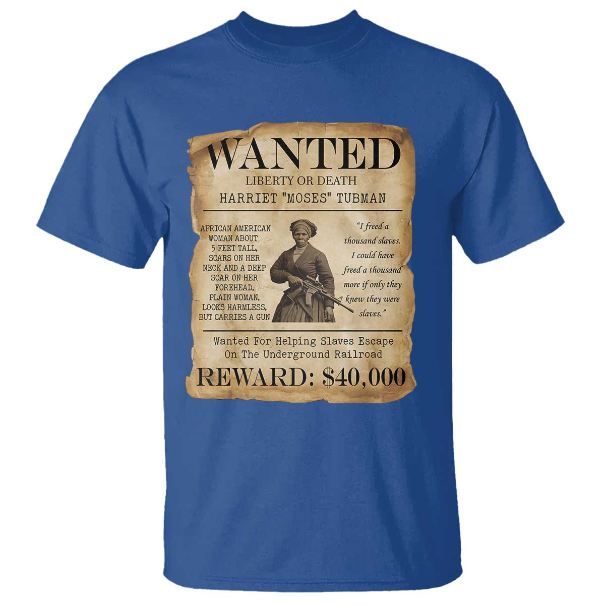 Vintage Harriet Tubman Poster T Shirt Wanted For Helping Slaves Escape - Wonder Print Shop