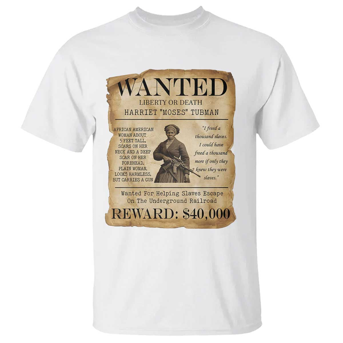 Vintage Harriet Tubman Poster T Shirt Wanted For Helping Slaves Escape - Wonder Print Shop