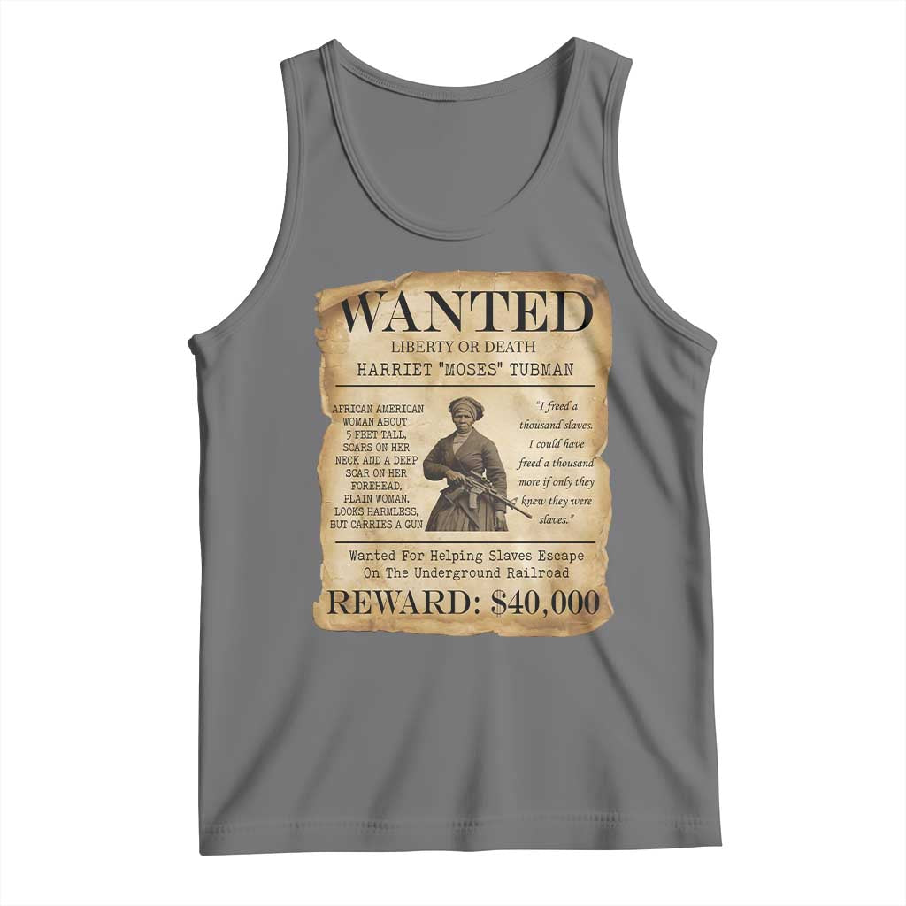 Vintage Harriet Tubman Poster Tank Top Wanted For Helping Slaves Escape - Wonder Print Shop