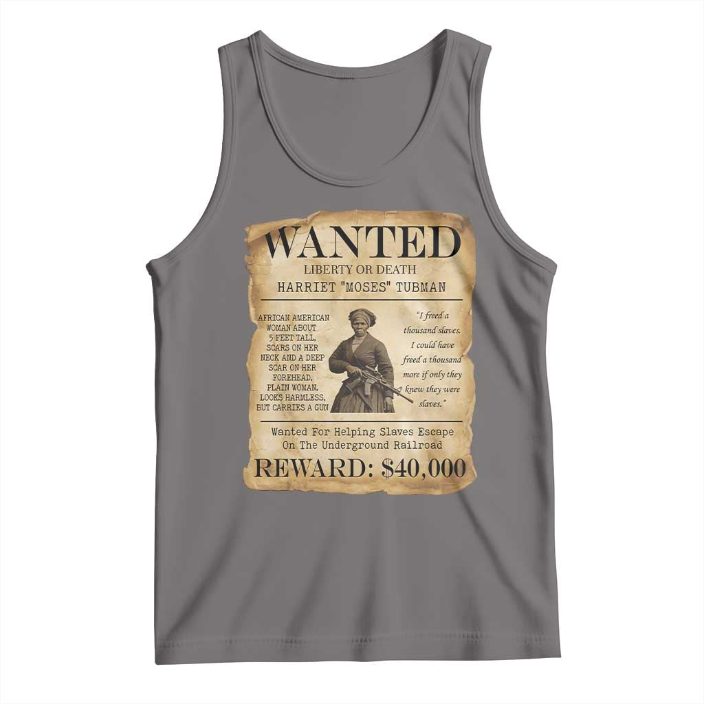 Vintage Harriet Tubman Poster Tank Top Wanted For Helping Slaves Escape - Wonder Print Shop