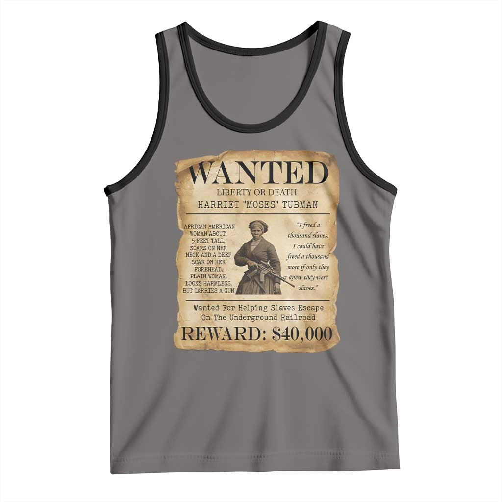 Vintage Harriet Tubman Poster Tank Top Wanted For Helping Slaves Escape - Wonder Print Shop