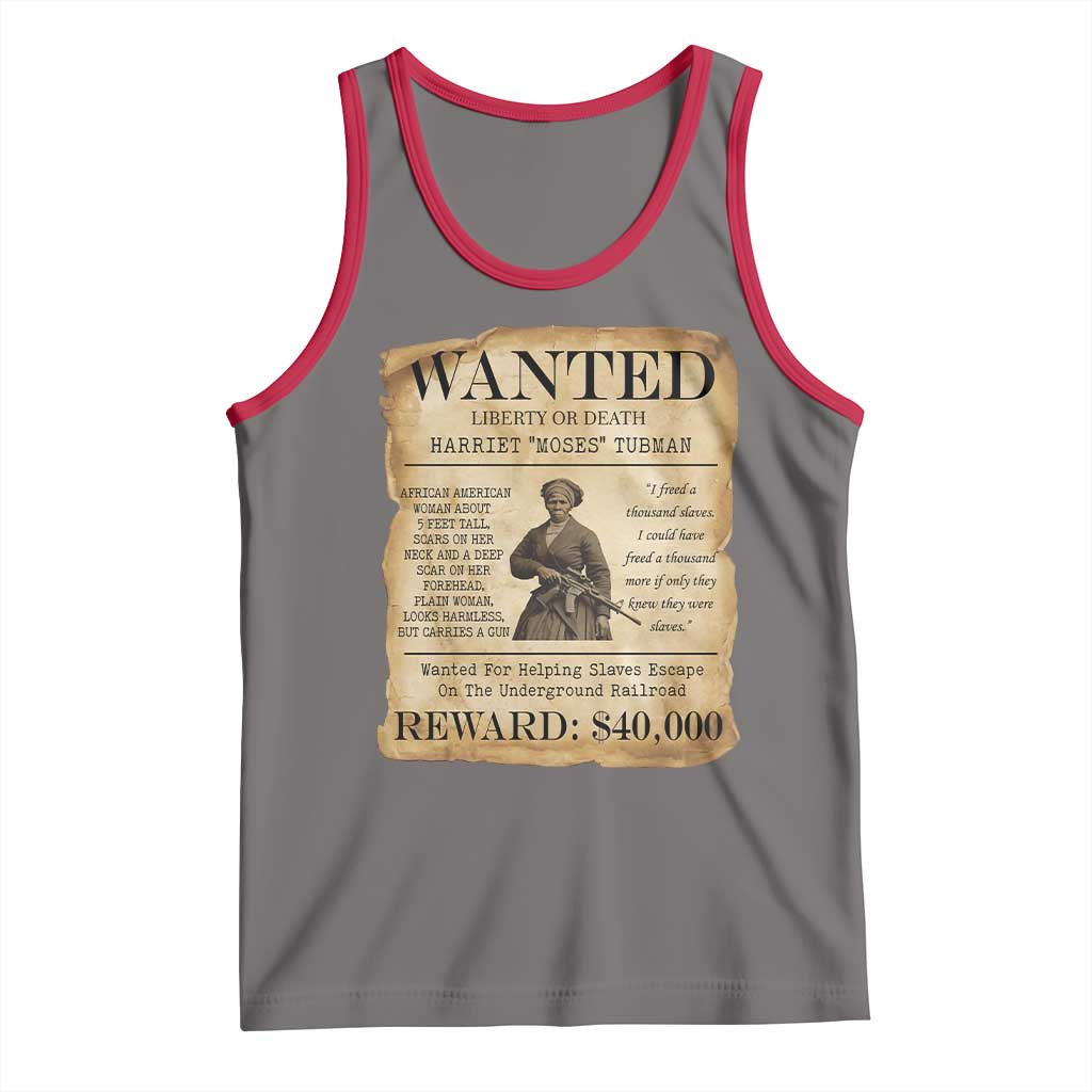 Vintage Harriet Tubman Poster Tank Top Wanted For Helping Slaves Escape - Wonder Print Shop