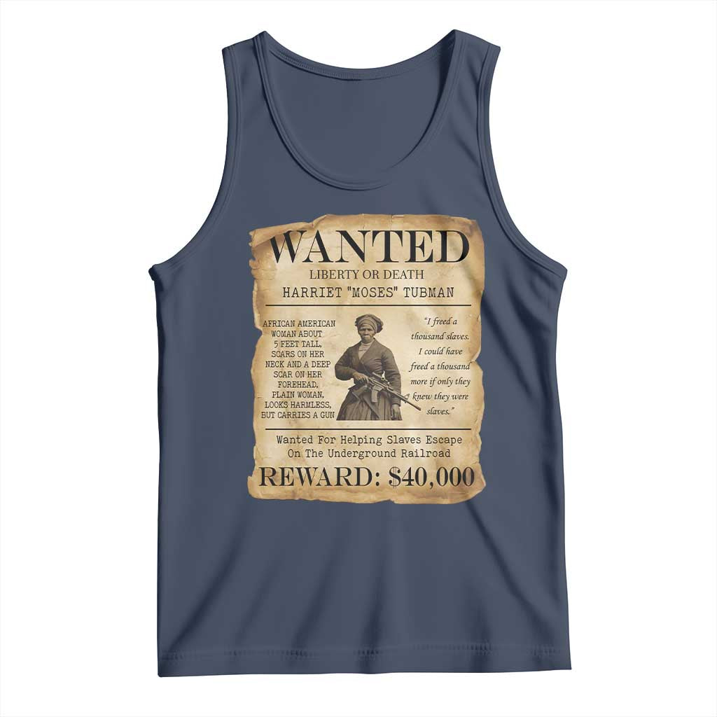 Vintage Harriet Tubman Poster Tank Top Wanted For Helping Slaves Escape - Wonder Print Shop