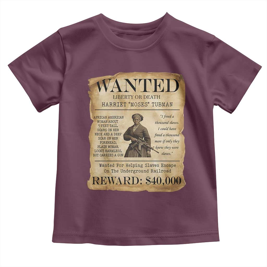 Vintage Harriet Tubman Poster Toddler T Shirt Wanted For Helping Slaves Escape - Wonder Print Shop