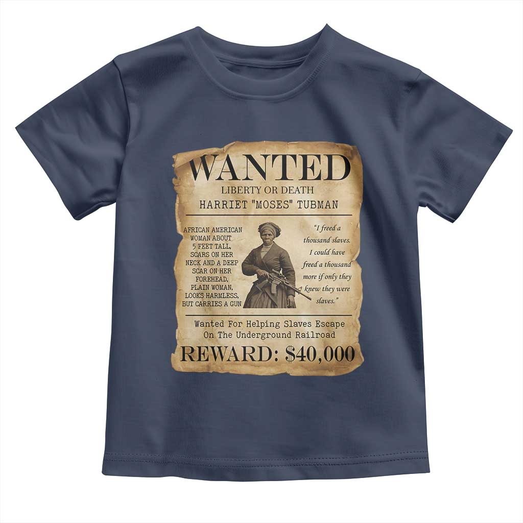 Vintage Harriet Tubman Poster Toddler T Shirt Wanted For Helping Slaves Escape - Wonder Print Shop