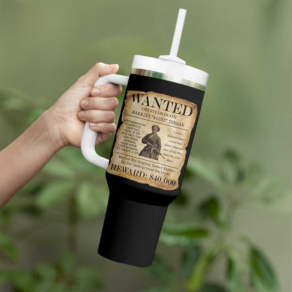 Vintage Harriet Tubman Poster Tumbler With Handle Wanted For Helping Slaves Escape - Wonder Print Shop