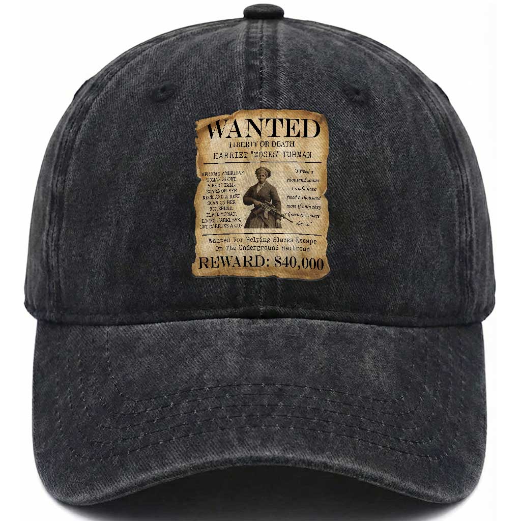Vintage Harriet Tubman Poster Washed Cotton Baseball Cap Wanted For Helping Slaves Escape