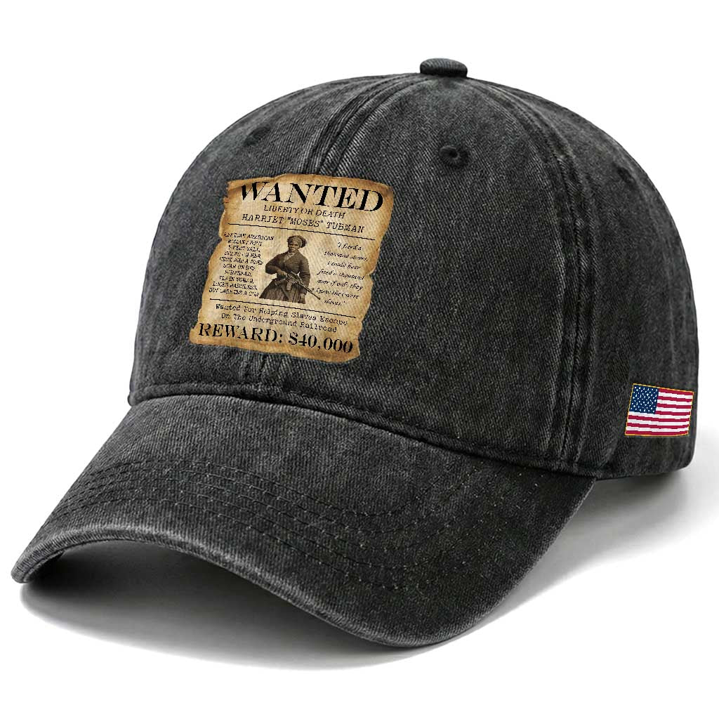 Vintage Harriet Tubman Poster Washed Cotton Baseball Cap Wanted For Helping Slaves Escape