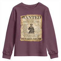 Vintage Harriet Tubman Poster Youth Sweatshirt Wanted For Helping Slaves Escape - Wonder Print Shop