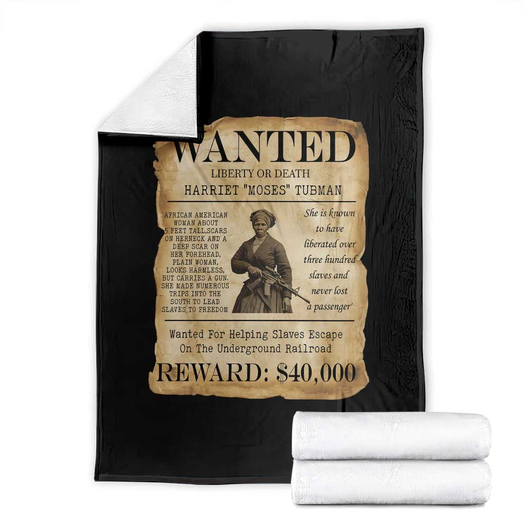 Harriet Tubman Wanted Reward Poster Throw Blanket Liberty Or Death - Wonder Print Shop