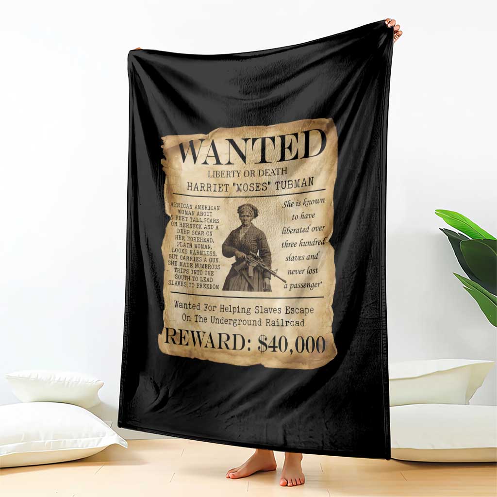 Harriet Tubman Wanted Reward Poster Throw Blanket Liberty Or Death - Wonder Print Shop