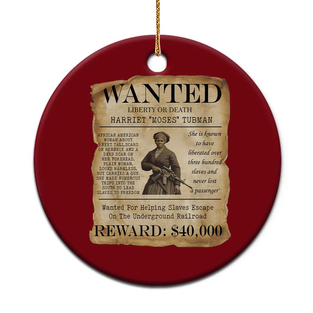 Harriet Tubman Wanted Reward Poster Ceramic Ornament Liberty Or Death - Wonder Print Shop