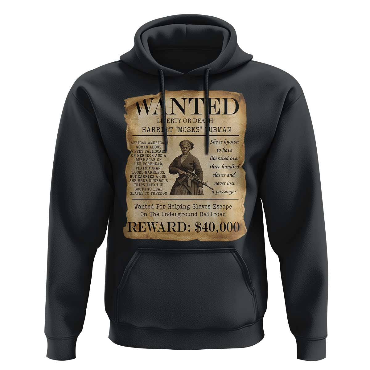 Harriet Tubman Wanted Reward Poster Hoodie Liberty Or Death - Wonder Print Shop