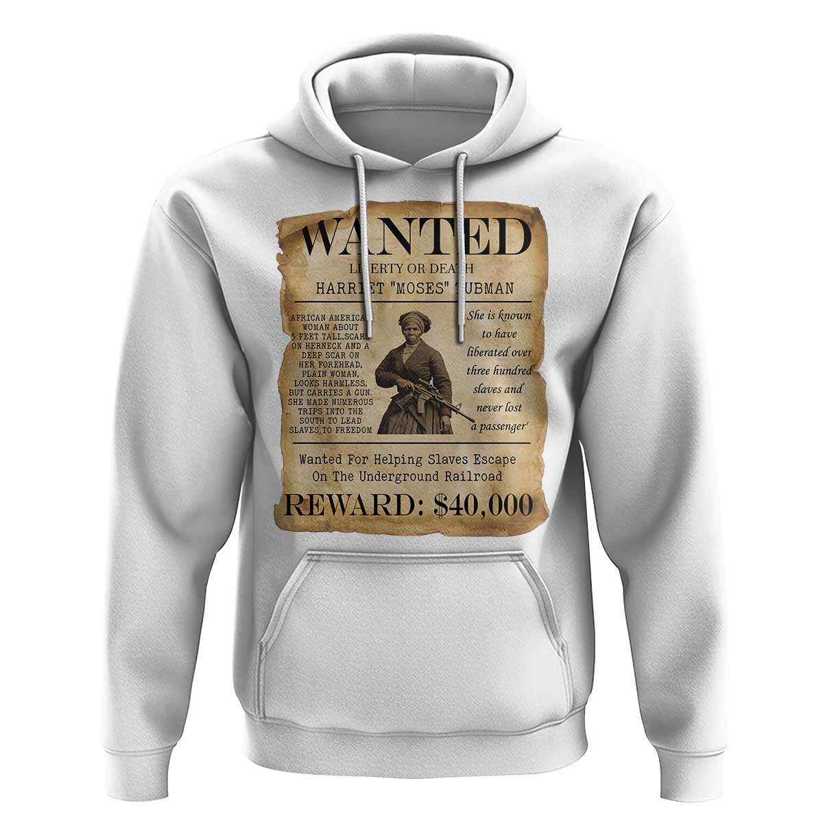 Harriet Tubman Wanted Reward Poster Hoodie Liberty Or Death - Wonder Print Shop