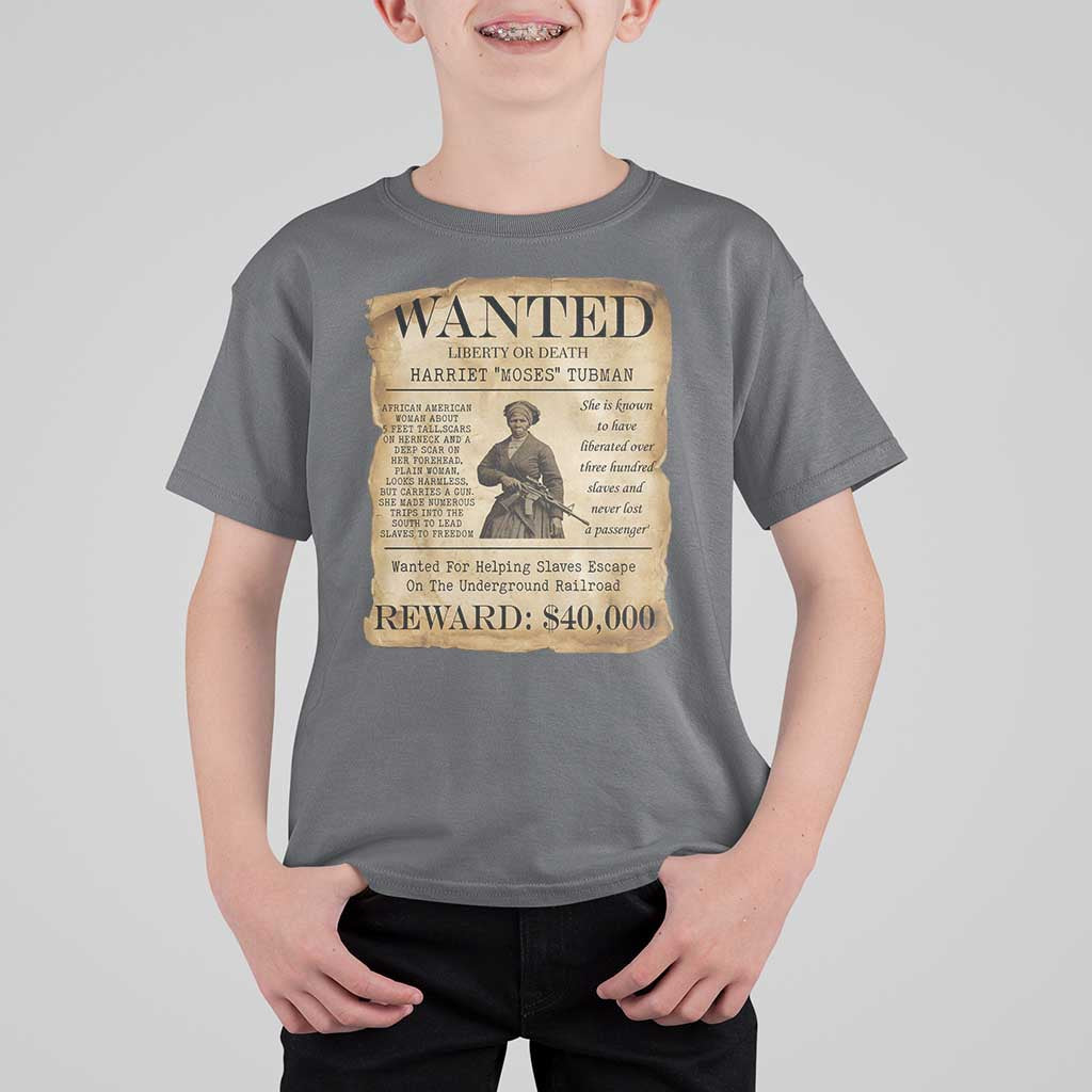 Harriet Tubman Wanted Reward Poster T Shirt For Kid Liberty Or Death - Wonder Print Shop