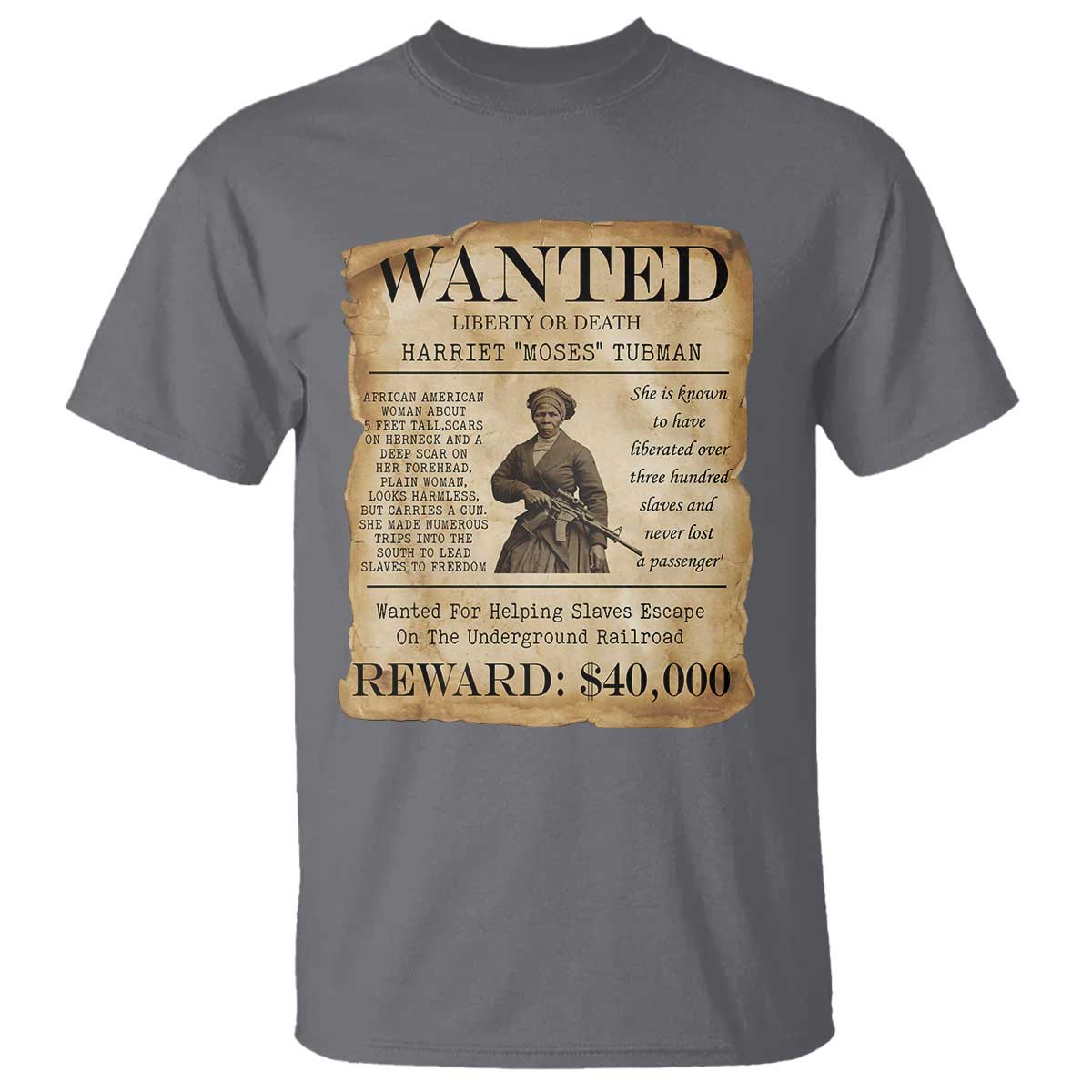 Harriet Tubman Wanted Reward Poster T Shirt Liberty Or Death - Wonder Print Shop