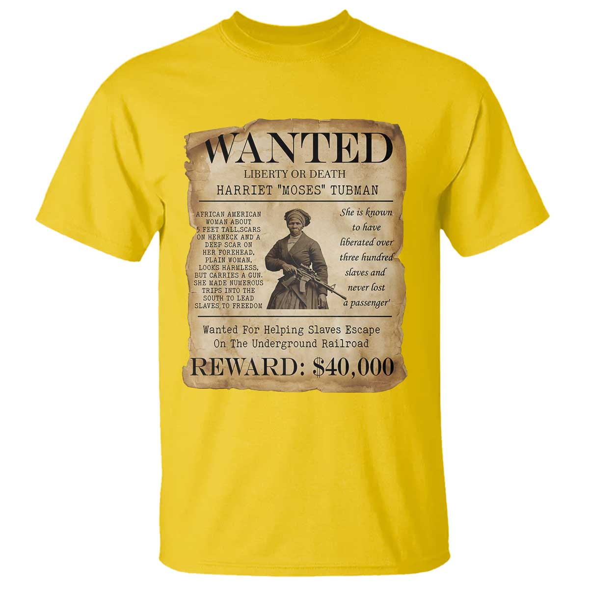 Harriet Tubman Wanted Reward Poster T Shirt Liberty Or Death - Wonder Print Shop