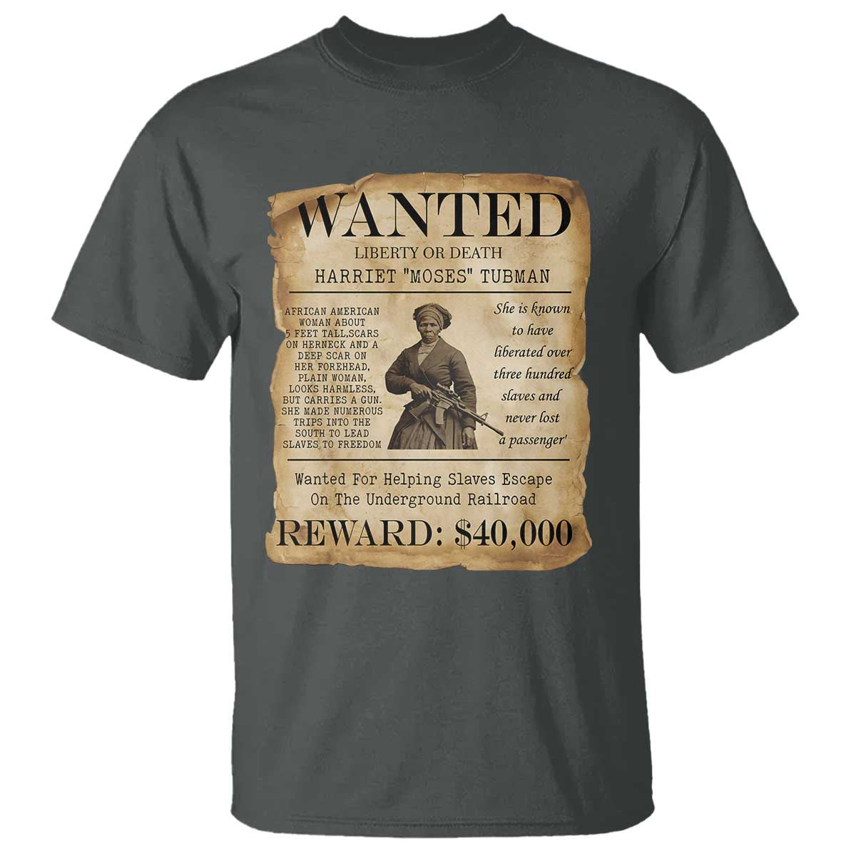 Harriet Tubman Wanted Reward Poster T Shirt Liberty Or Death - Wonder Print Shop