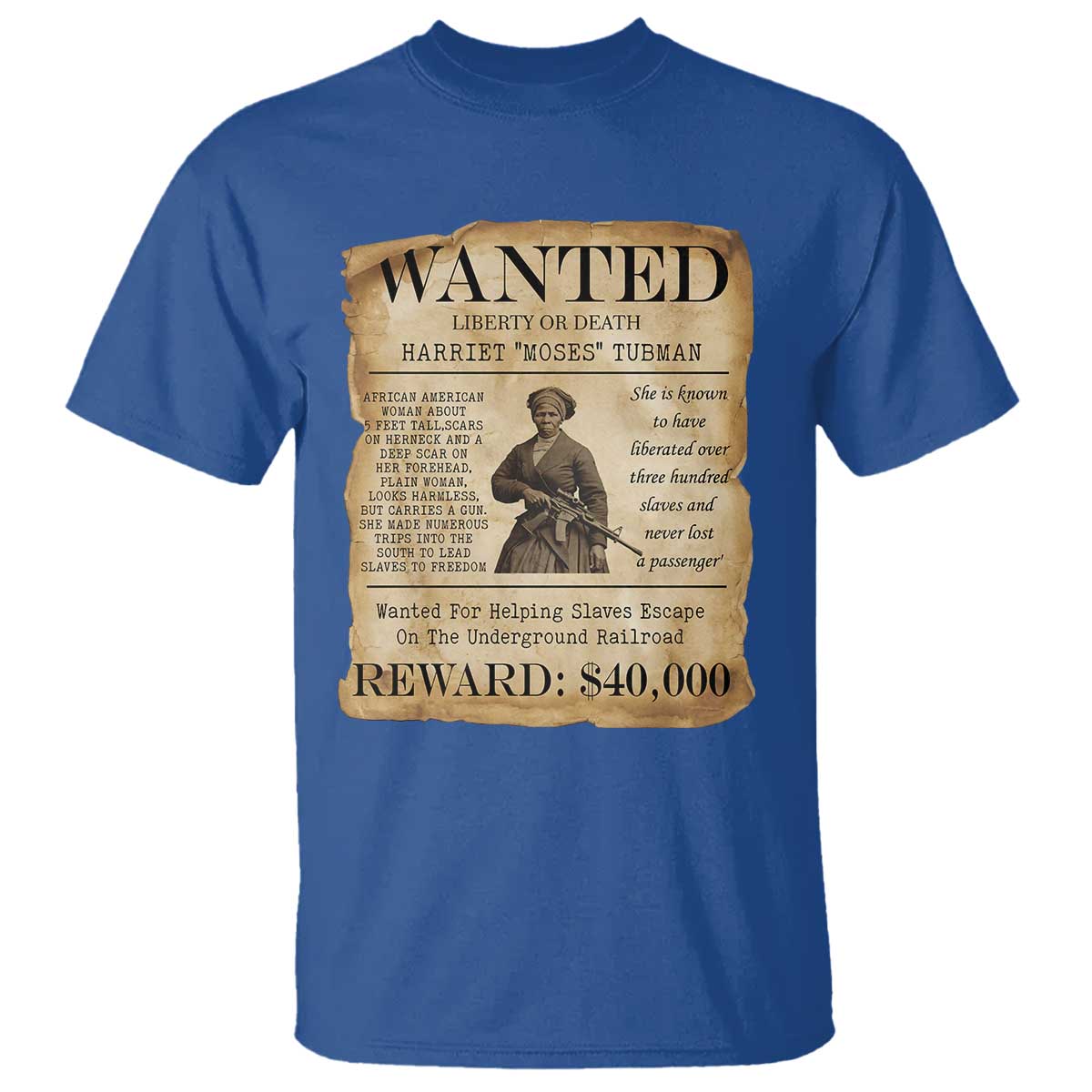 Harriet Tubman Wanted Reward Poster T Shirt Liberty Or Death - Wonder Print Shop