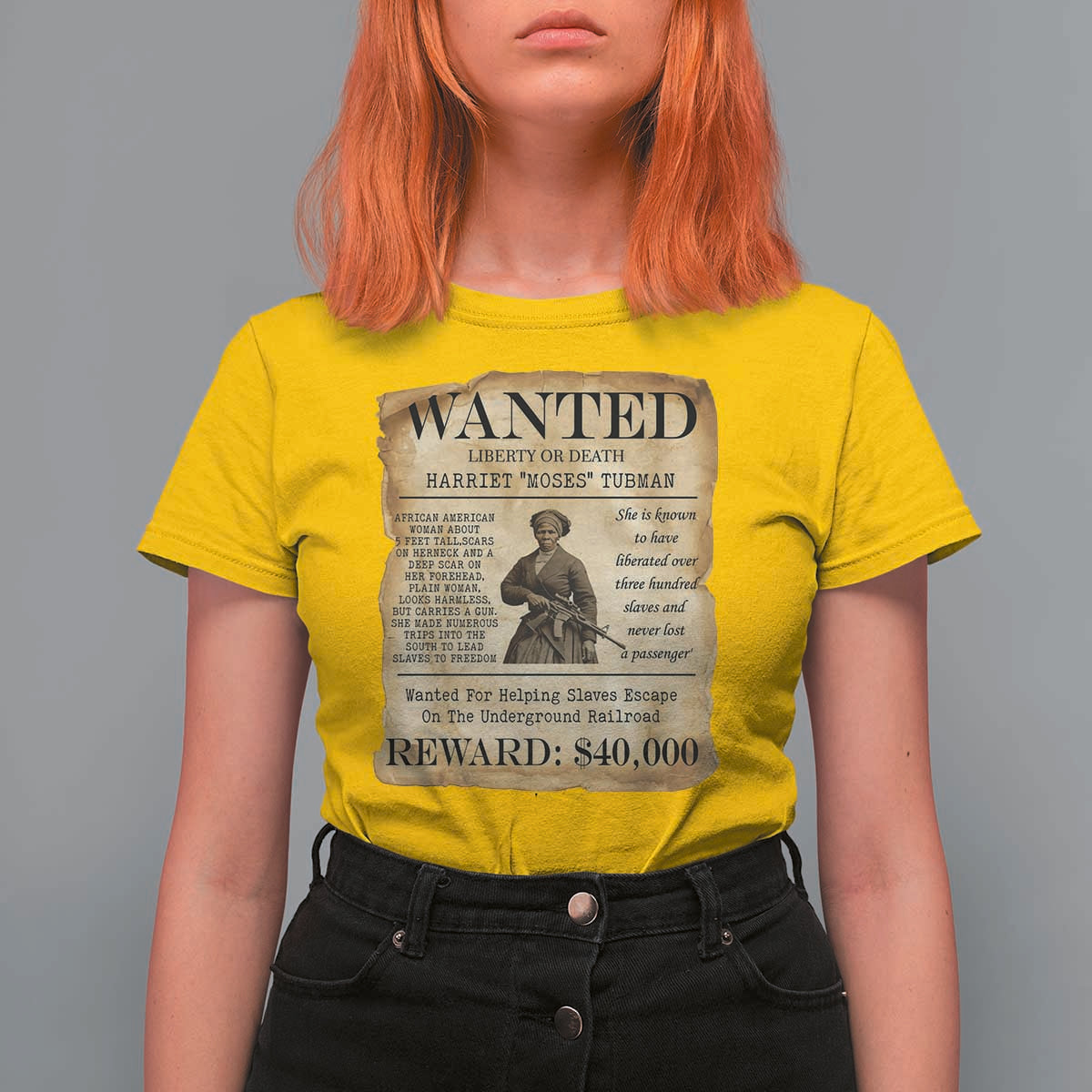 Harriet Tubman Wanted Reward Poster T Shirt For Women Liberty Or Death - Wonder Print Shop