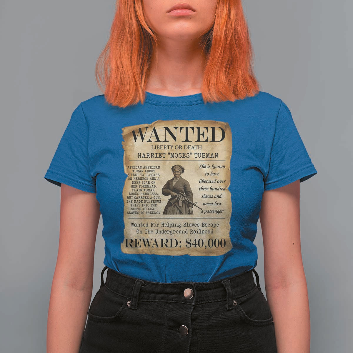 Harriet Tubman Wanted Reward Poster T Shirt For Women Liberty Or Death - Wonder Print Shop