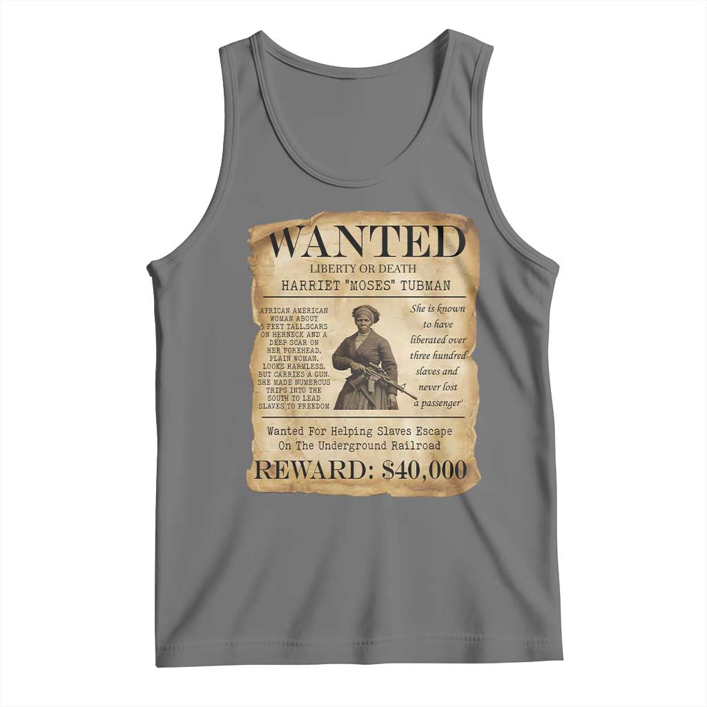 Harriet Tubman Wanted Reward Poster Tank Top Liberty Or Death - Wonder Print Shop