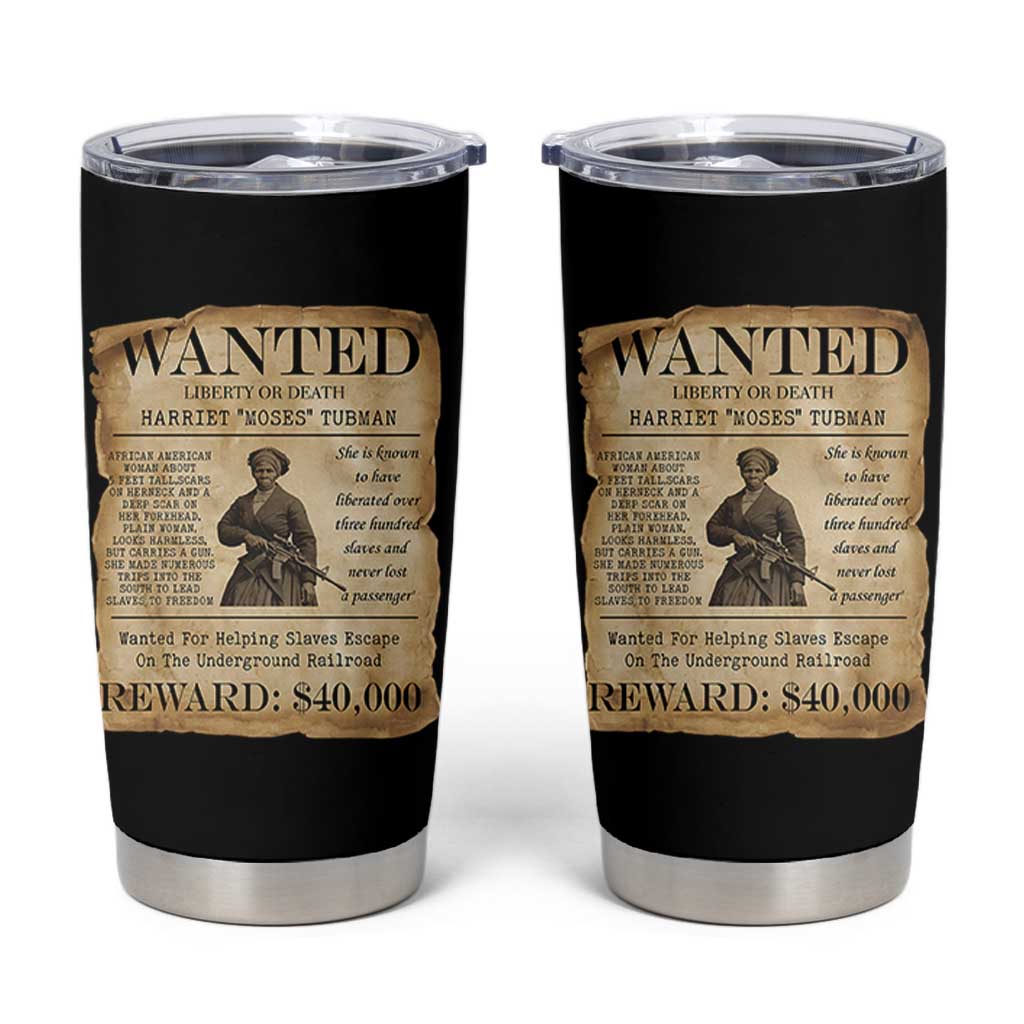 Harriet Tubman Wanted Reward Poster Tumbler Cup Liberty Or Death - Wonder Print Shop