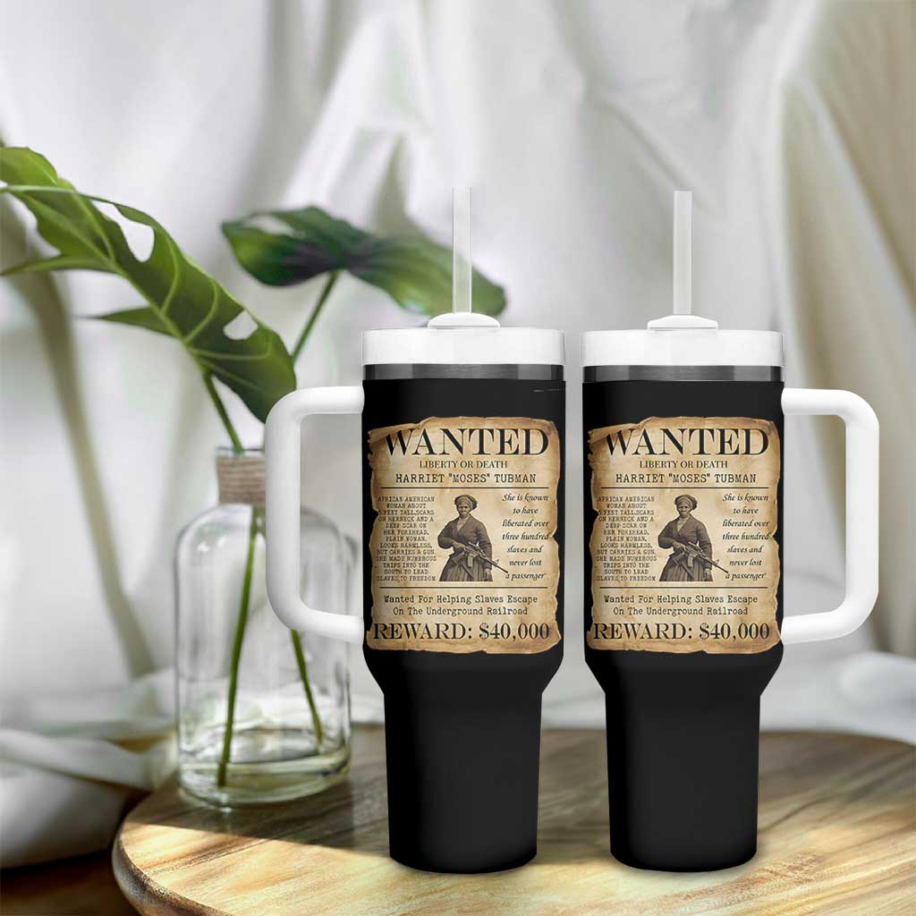 Harriet Tubman Wanted Reward Poster Tumbler With Handle Liberty Or Death - Wonder Print Shop