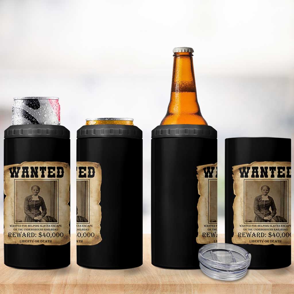 Harriet Tubman Wanted Reward Poster 4 in 1 Can Cooler Tumbler Freedom Or Death - Wonder Print Shop