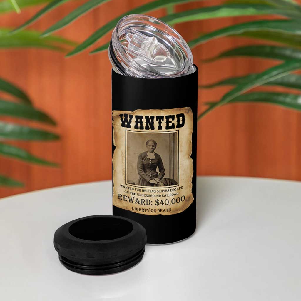 Harriet Tubman Wanted Reward Poster 4 in 1 Can Cooler Tumbler Freedom Or Death - Wonder Print Shop