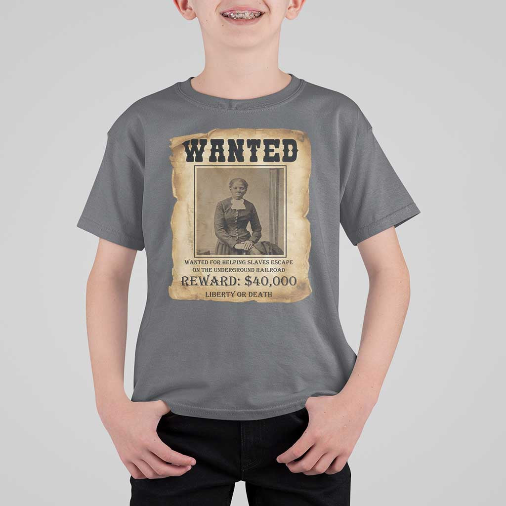 Harriet Tubman Wanted Reward Poster T Shirt For Kid Freedom Or Death - Wonder Print Shop