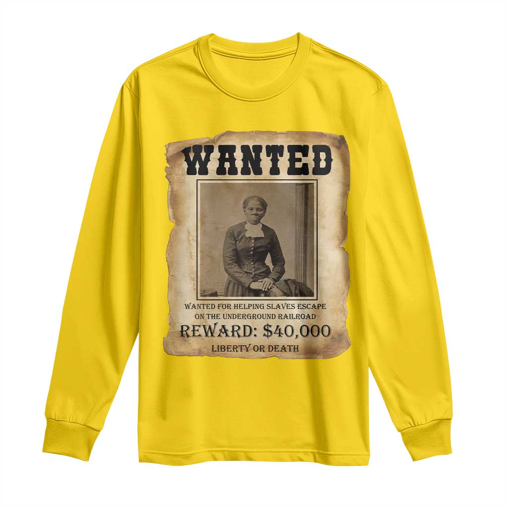 Harriet Tubman Wanted Reward Poster Long Sleeve Shirt Freedom Or Death - Wonder Print Shop