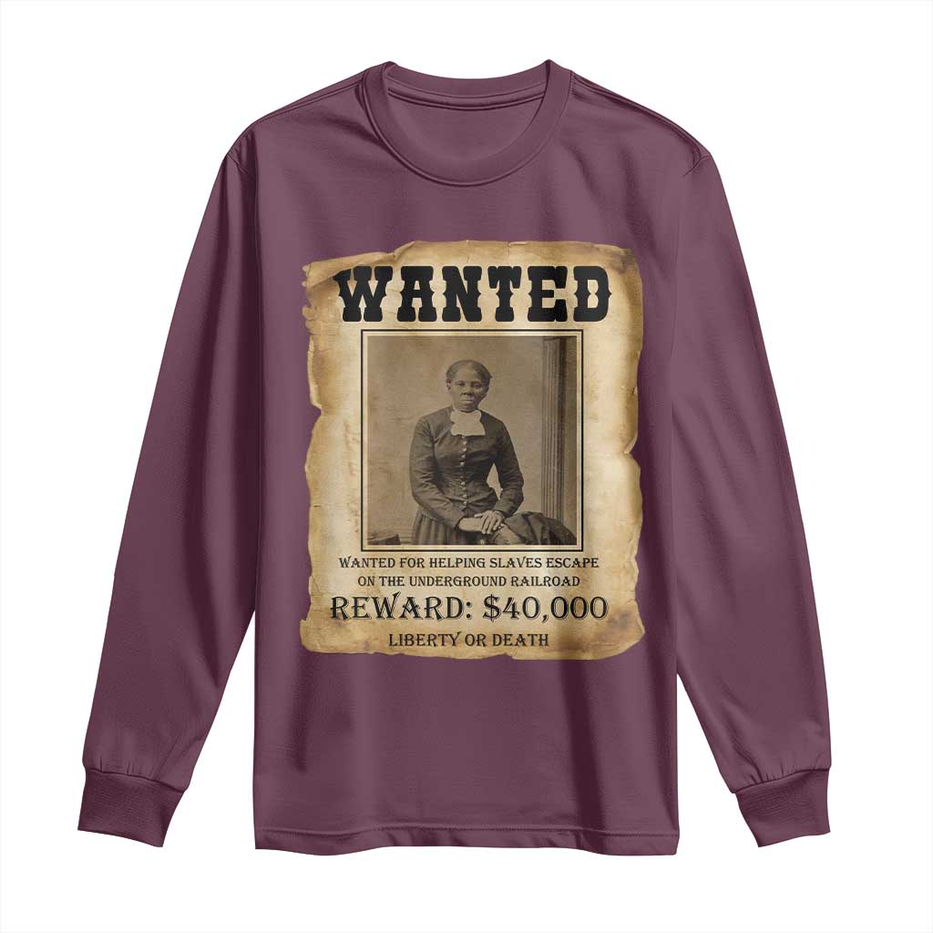 Harriet Tubman Wanted Reward Poster Long Sleeve Shirt Freedom Or Death - Wonder Print Shop