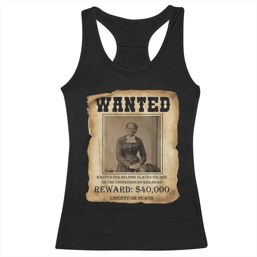 Harriet Tubman Wanted Reward Poster Racerback Tank Top Freedom Or Death - Wonder Print Shop