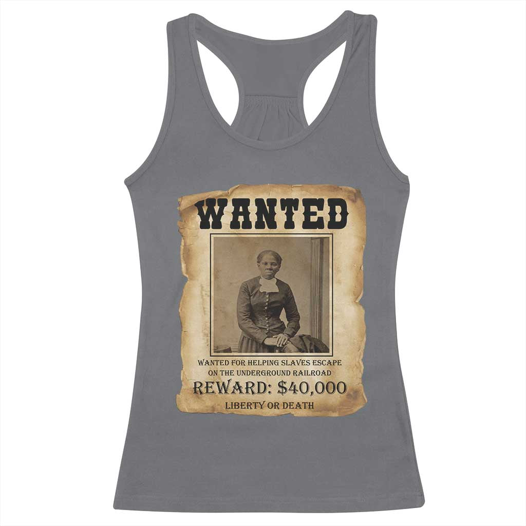 Harriet Tubman Wanted Reward Poster Racerback Tank Top Freedom Or Death - Wonder Print Shop