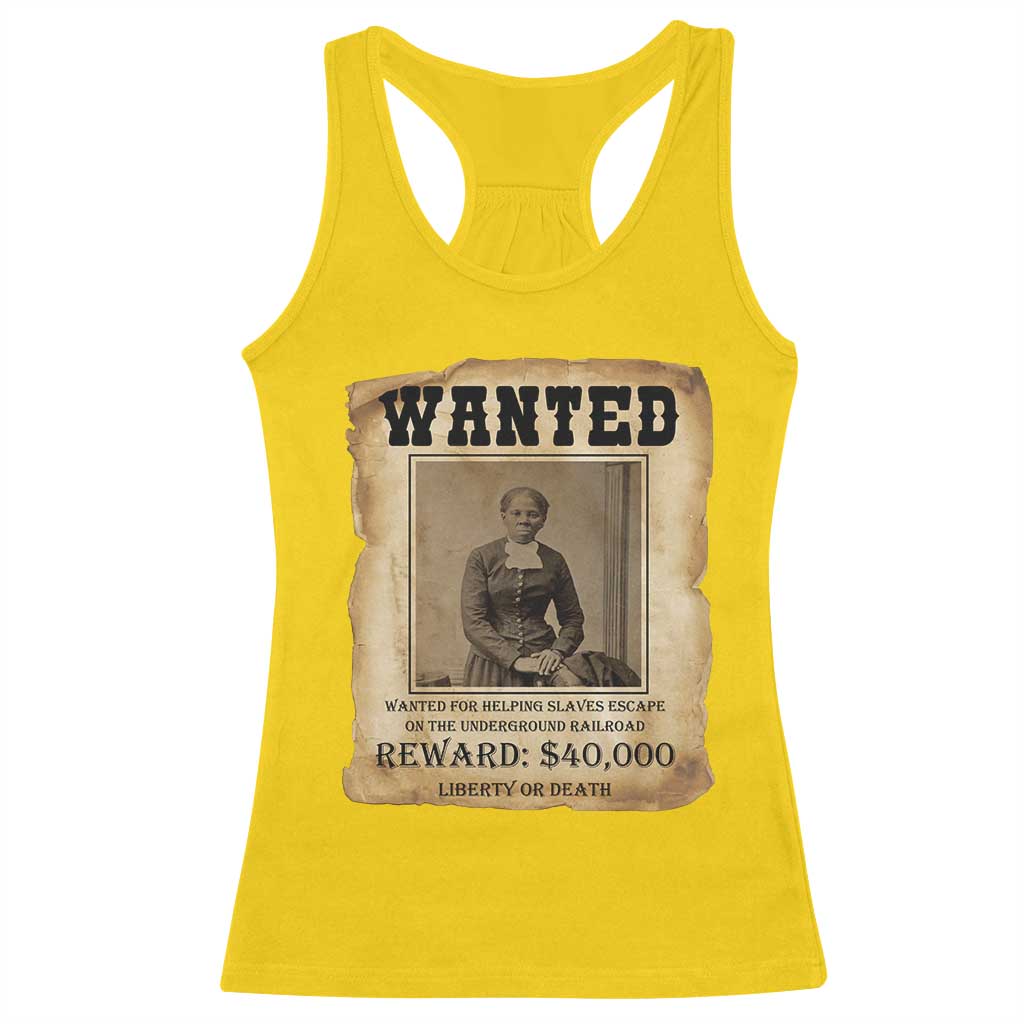 Harriet Tubman Wanted Reward Poster Racerback Tank Top Freedom Or Death - Wonder Print Shop