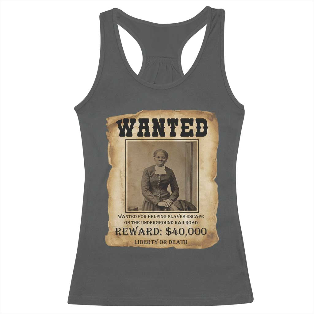 Harriet Tubman Wanted Reward Poster Racerback Tank Top Freedom Or Death - Wonder Print Shop